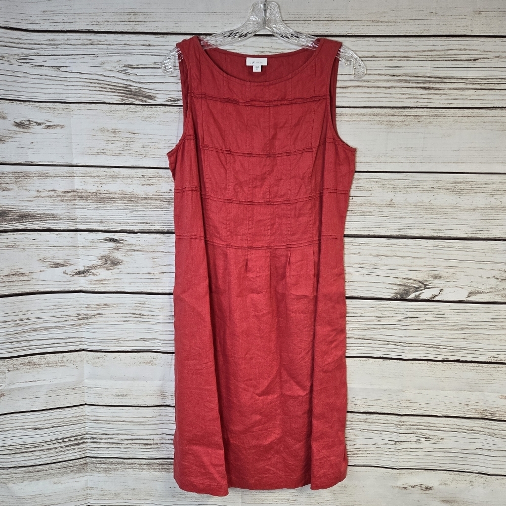 J. Jill Sleeveless Red Midi Shift Dress
